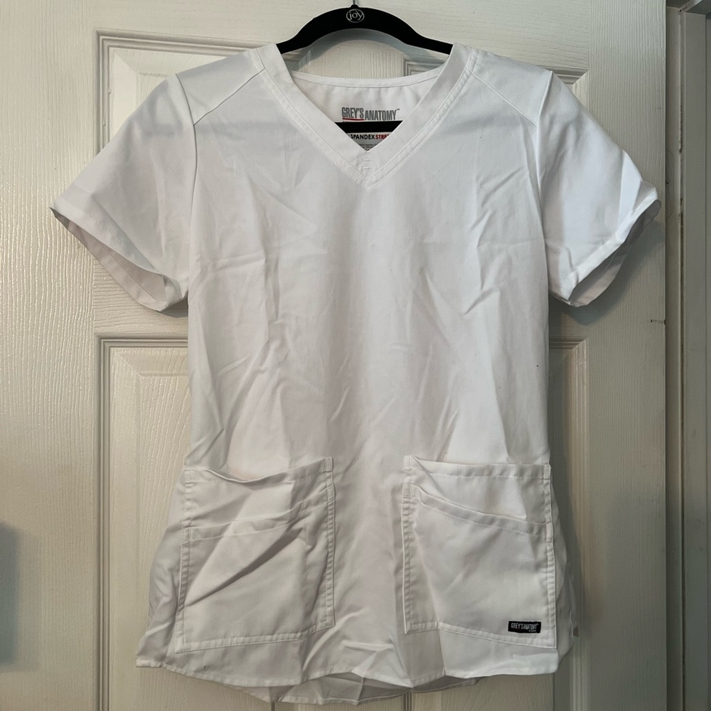 Grey's Anatomy White Short Sleeve Scrub Top